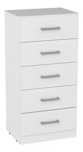 Chifonier Muebles Orlandi Melamina 5 Cajones Blanco Moderno 59x45x121.5cm