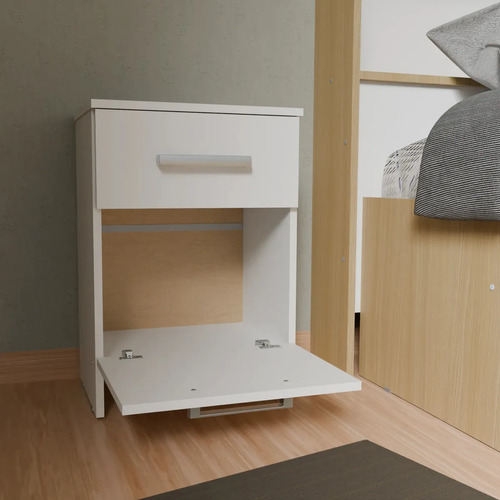 Mesa De Luz 42cm Con Puerta Y Cajón Mate Blanco