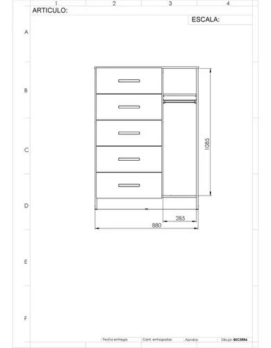 Chifonier Orlandi 5c 1p 3414 Corr.met. Venecia Gris