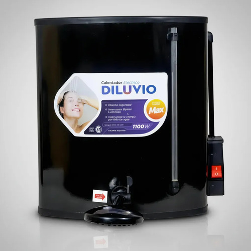 Ducha Electrica Calefon Diluvio Max 20 Litros Loza Completo Color Negro