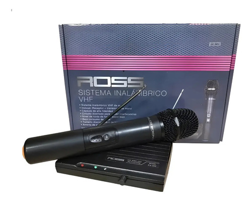 Microfono Ross Fv-302 Inalambrico Vhf Cardioide Simple Negro