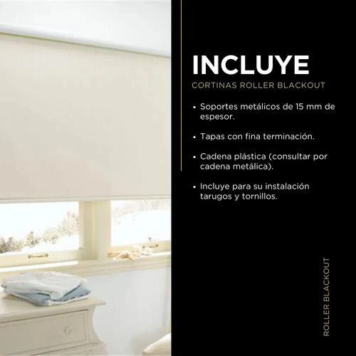 Cortina Blackout Blanca De 120×240cm Pvc Con Sistema Roller Color Blanco