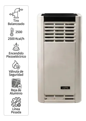 Calefactor Ctz Tiro Balanceado Gas Natural 2500kcal Gris Claro Sin Accesorios