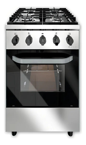Cocina Industrial Saho Kuma 550 4 Hornallas Puerta Visor Color Plateado