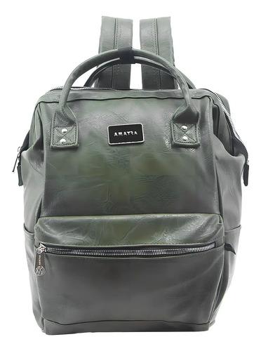 Mochila Boca De Pez Amayra Moderna Amplia Urbana Color Verde 2313 Liso