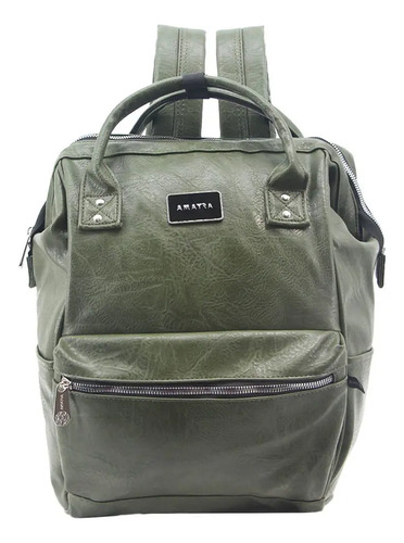 Mochila Boca De Pez Amayra Moderna Amplia Urbana Color Verde 2313 Liso
