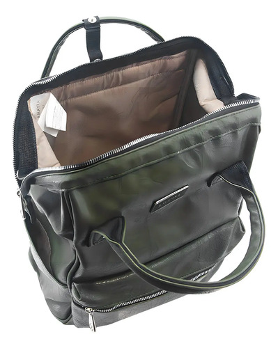 Mochila Boca De Pez Amayra Moderna Amplia Urbana Color Verde 2313 Liso