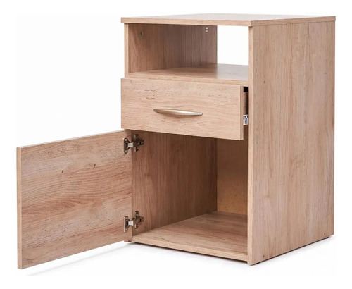 Mesa De Luz Moderna Melamina Savanna 1 Cajón 1 Puerta 65x45cm Melamínico