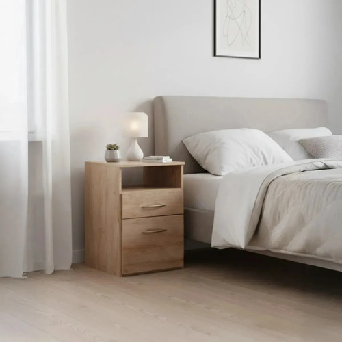 Mesa De Luz Moderna Melamina Savanna 1 Cajón 1 Puerta 65x45cm Melamínico