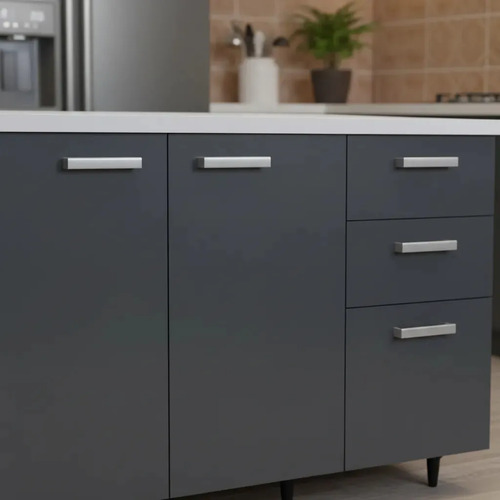 Bajo Mesada Platinum 3006 1.40 Mts Color Blanco Con Gris Grafito