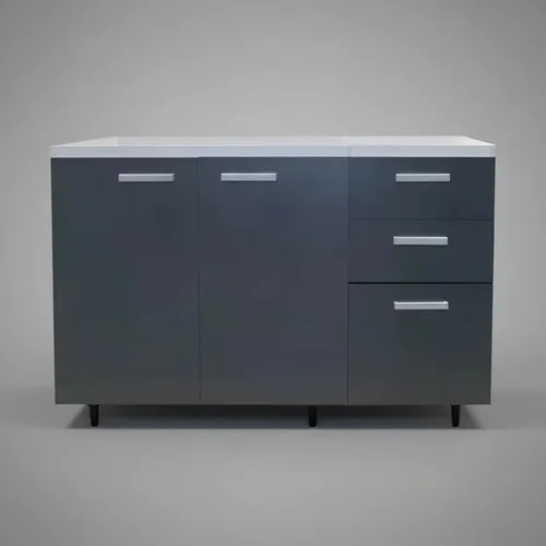 Bajo Mesada Platinum 3006 1.40 Mts Color Blanco Con Gris Grafito