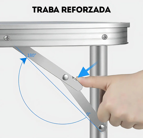 Mesa Plegable Aluminio Camping Con 4 Bancos Valija Playa Color Plateado