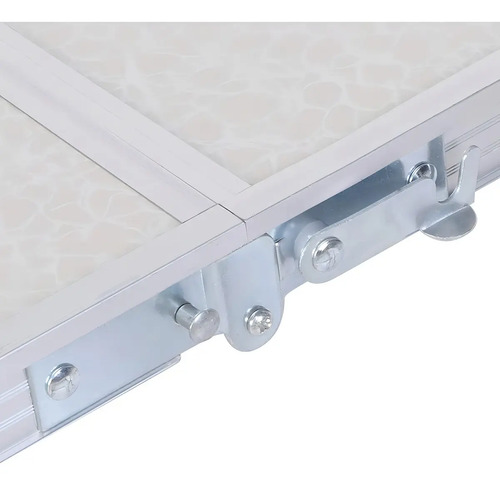 Mesa Plegable Aluminio Camping Con 4 Bancos Valija Playa Color Plateado