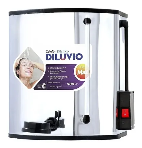 Calefón Eléctrico Indelplas Max Acero Inoxidable 1.1 Kw Ducha De Pared Acero Inox