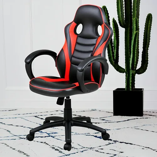 Silla Gamer Onebox Ob-sg4r Roja Y Negra Ergonómica Cuero Sintético Rojo/negro