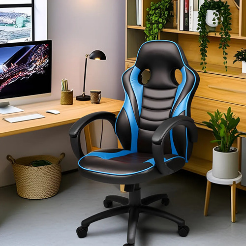 Silla Gamer Onebox Sillón Butaca Cuero Sintético Reclinable Color Azul