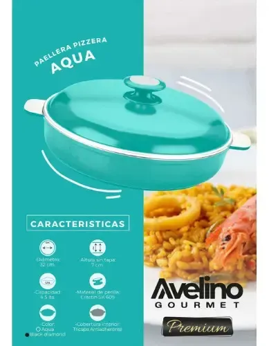Paellera Antiadherente 32cm Negra - Avelino Gourmet Color Negro