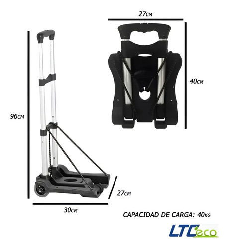 Carro Zorra Kushiro Cpk40 Plegable Aluminio Reforz. C/cintas