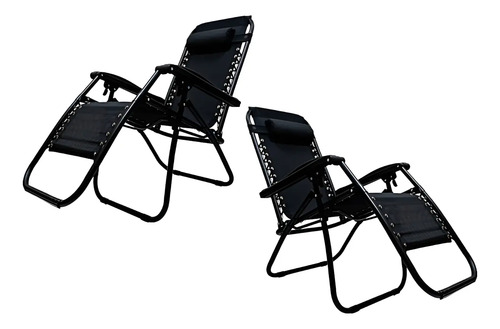 Set Reposera X2 Premium Home Gravedad Cero Caño Negro Negro