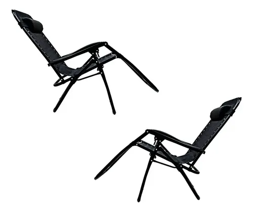 Set Reposera X2 Premium Home Gravedad Cero Caño Negro Negro