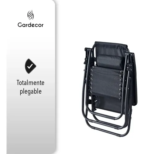 Set Reposera X2 Premium Home Gravedad Cero Caño Negro Negro