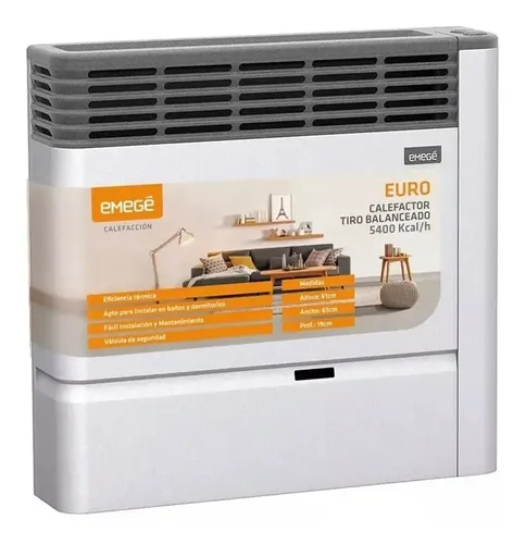 Calefactor Emege 5400 Tbu 2155 Multigas Linea Euro Gris