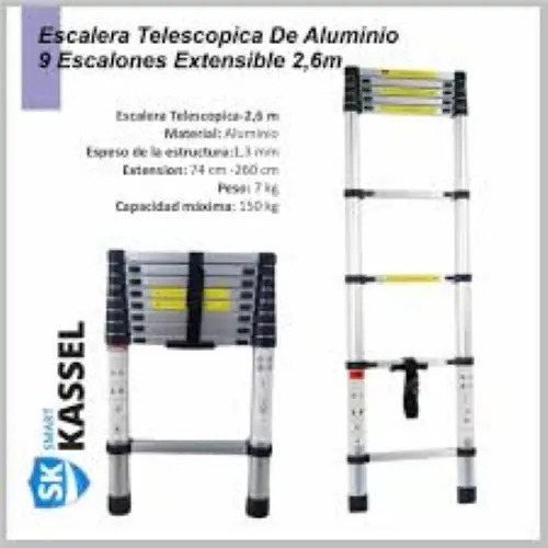Escalera Telescopica 9 Escalones Smart Kassel Skdi-esctls-26 Plateado