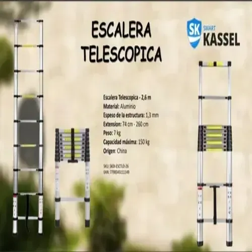 Escalera Telescopica 9 Escalones Smart Kassel Skdi-esctls-26 Plateado