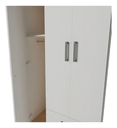 Placard Melamina Blanco 90x184cm 3 Puertas 2 Cajones Muebles Orlandi