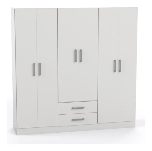 Placard Vestidor 6 Puertas 2 Cajones Correderas Metálicas Color Blanco