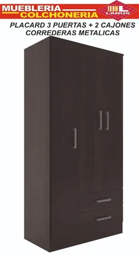 Placard Orlandi Bahía 0.90 Color Wengue De Mdp Con 3 Puertas Wengue