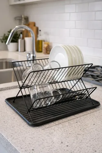 Escurreplatos Secaplatos Escurridor Plegable Negro Tijera