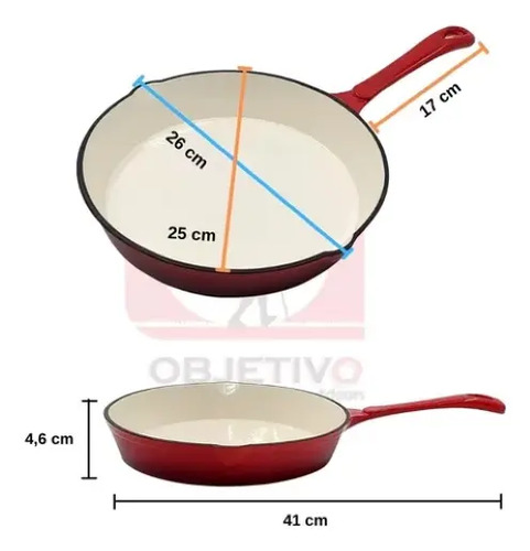 Sarten Vonne Ccn059  Fundicion Esmaltado 26.5 X 25 X 4.6 Roj Rojo