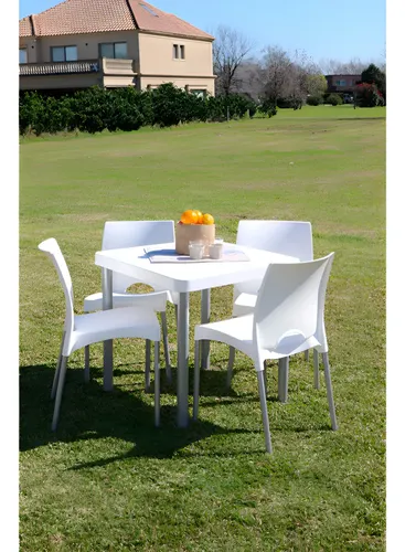 Silla Plastica Boston Pata Alum Blanca Garden Life Gris Blanco