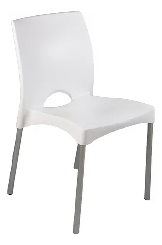 Silla Plastica Boston Pata Alum Blanca Garden Life Gris Blanco
