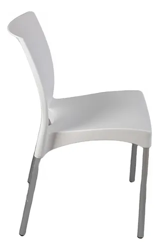 Silla Plastica Boston Pata Alum Blanca Garden Life Gris Blanco