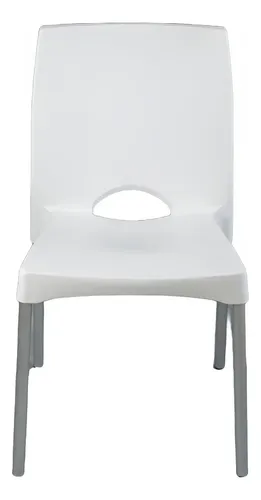 Silla Plastica Boston Pata Alum Blanca Garden Life Gris Blanco