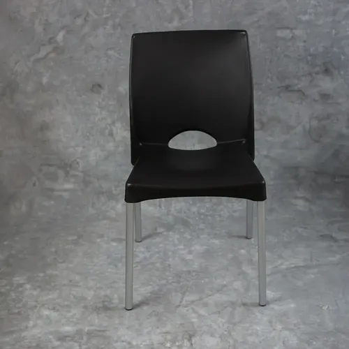 Silla Plastica Boston Pata Alum. Negra Garden Life Gris Negro