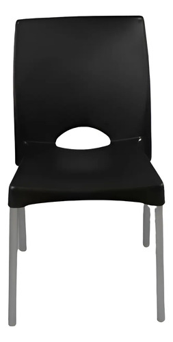 Silla Plastica Boston Pata Alum. Negra Garden Life Gris Negro