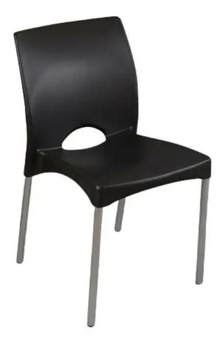 Silla Plastica Boston Pata Alum. Negra Garden Life Gris Negro