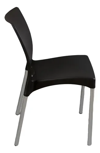 Silla Plastica Boston Pata Alum. Negra Garden Life Gris Negro