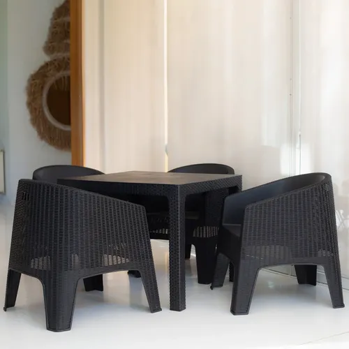 Sillón Ibiza Jardin Ratan Sintético Exterior Gardenlife Color Negro
