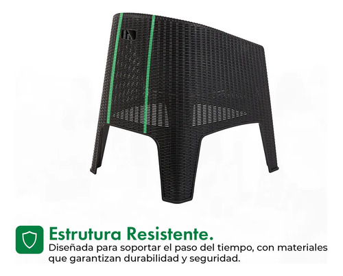 Sillón Ibiza Jardin Ratan Sintético Exterior Gardenlife Color Negro