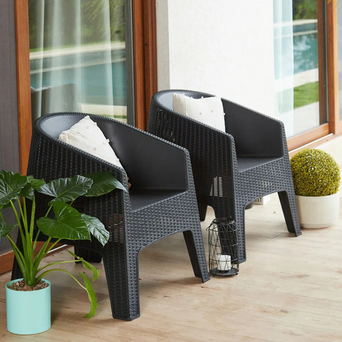 Sillón Ibiza Jardin Ratan Sintético Exterior Gardenlife Color Negro