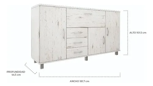 Bahiut Vajillero Aparador 1.80 Melamina Orlandi 4p 3c 547 Color Jacaranda