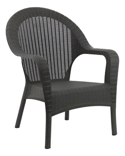 Sillón Qatar De Fibra Sintética Para Jardín Exterior, Gris Grafito Liso