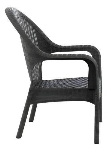 Sillón Qatar De Fibra Sintética Para Jardín Exterior, Gris Grafito Liso
