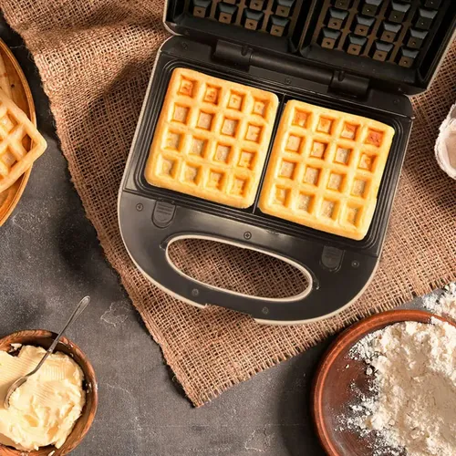 Sandwichera Electrica 2 En 1 Wafflera Antiadherente Blanca Blanco