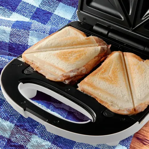 Sandwichera Electrica 2 En 1 Wafflera Antiadherente Blanca Blanco