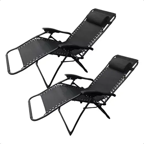 Kit X2 Reposera Gravitacional Zero Plegable Exterior Jardin Negro
